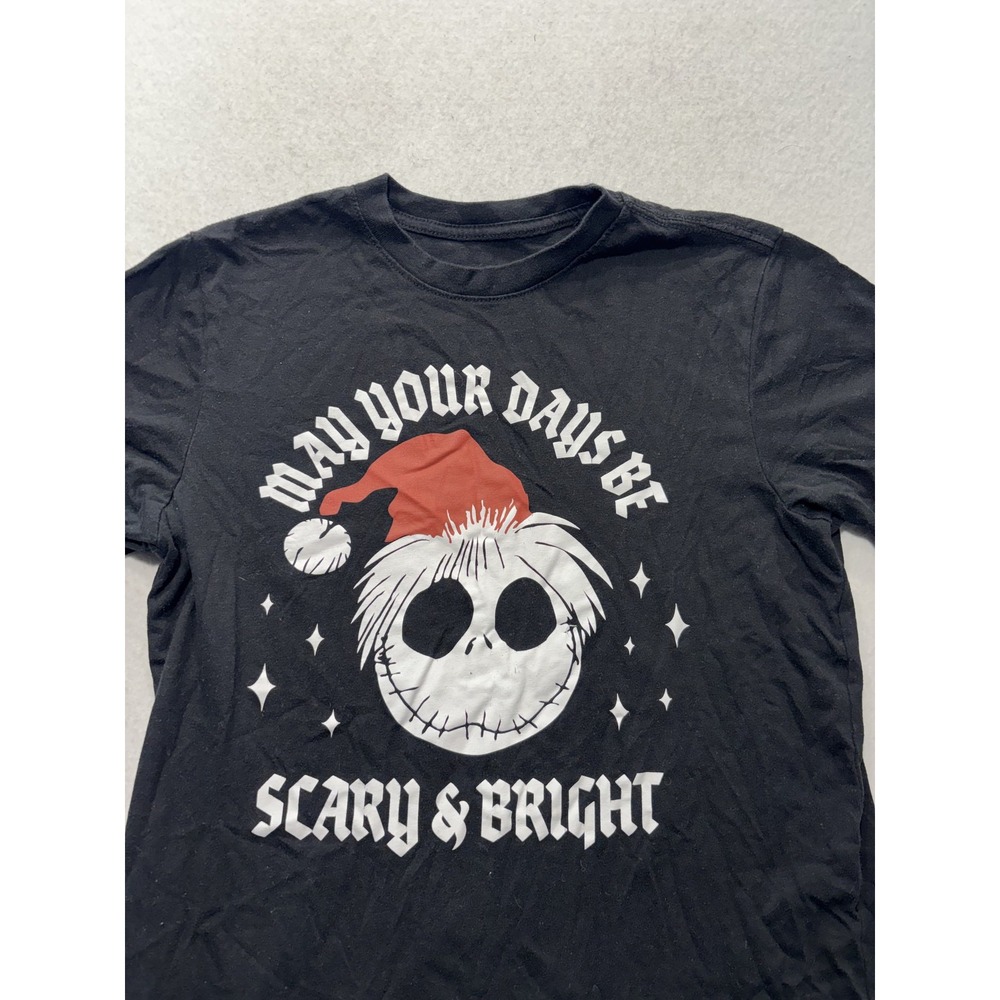 Disney Shirt Mens XL Black Jack Skellington Scary Bright Nightmare Christmas Tee - Picture 2 of 10